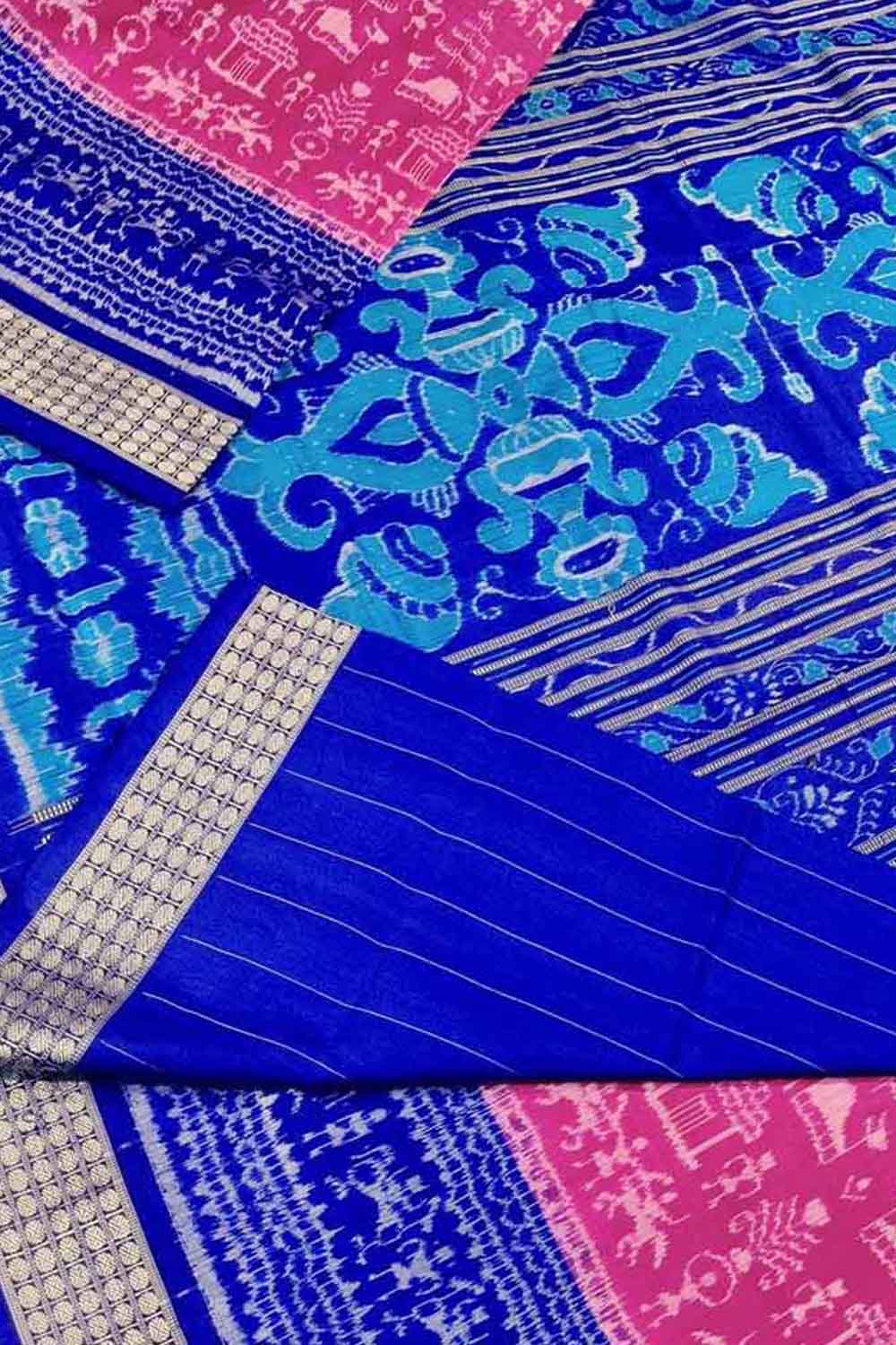 Beautiful Pink Pure Silk Sambalpuri Ikat Handloom Saree - Luxurion World