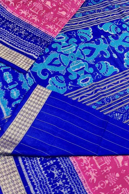 Beautiful Pink Pure Silk Sambalpuri Ikat Handloom Saree - Luxurion World