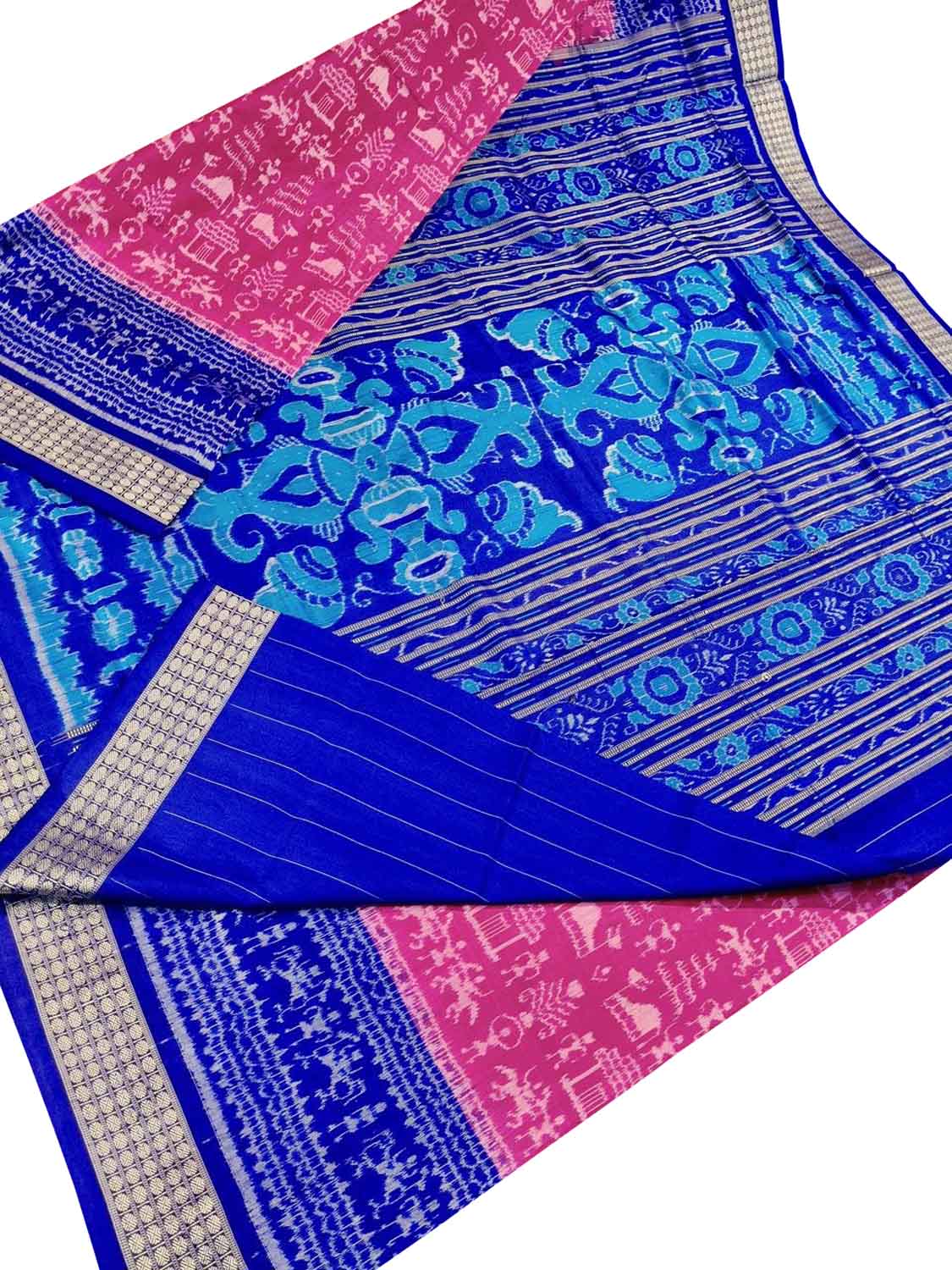 Beautiful Pink Pure Silk Sambalpuri Ikat Handloom Saree - Luxurion World