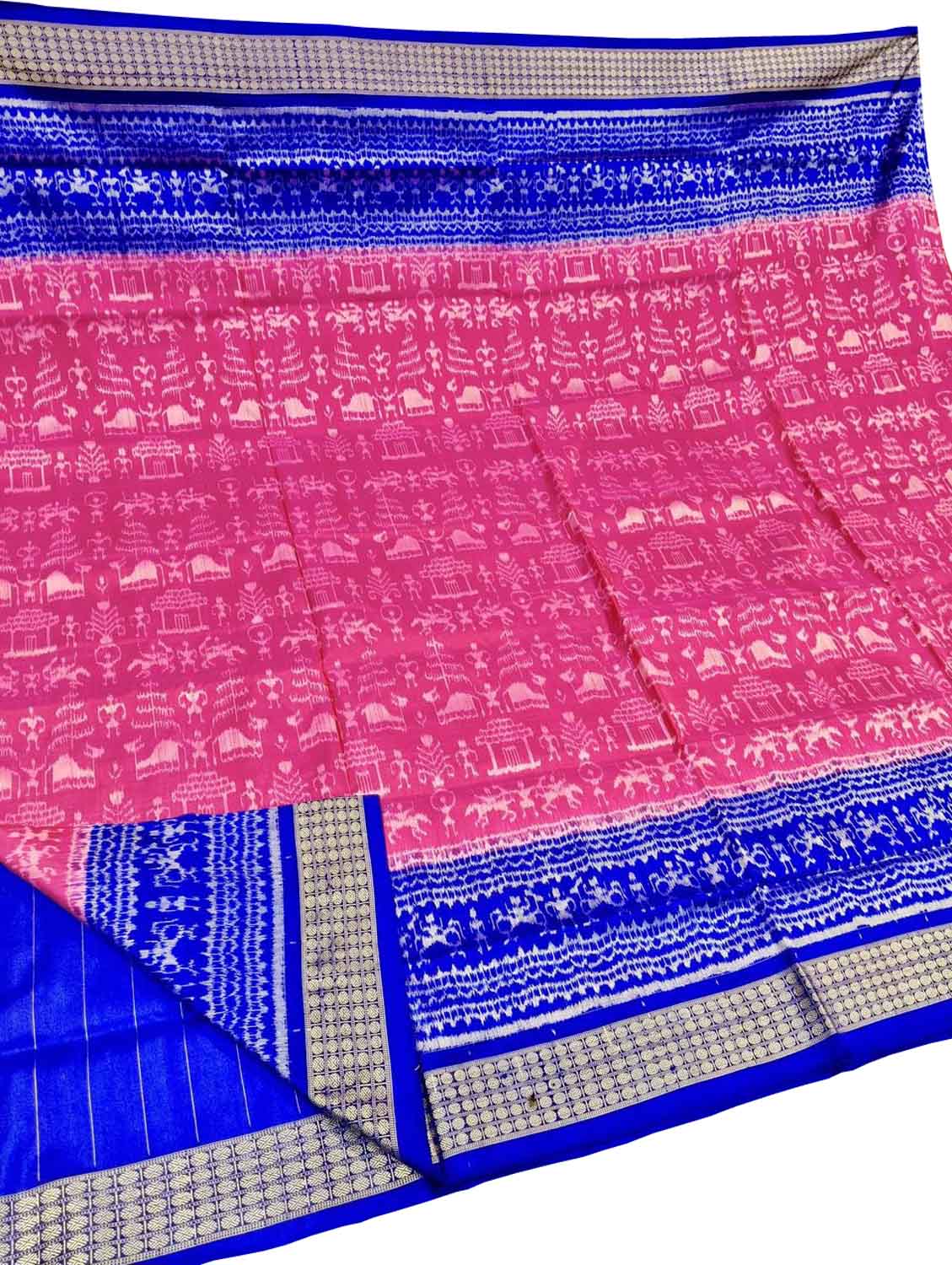 Beautiful Pink Pure Silk Sambalpuri Ikat Handloom Saree - Luxurion World