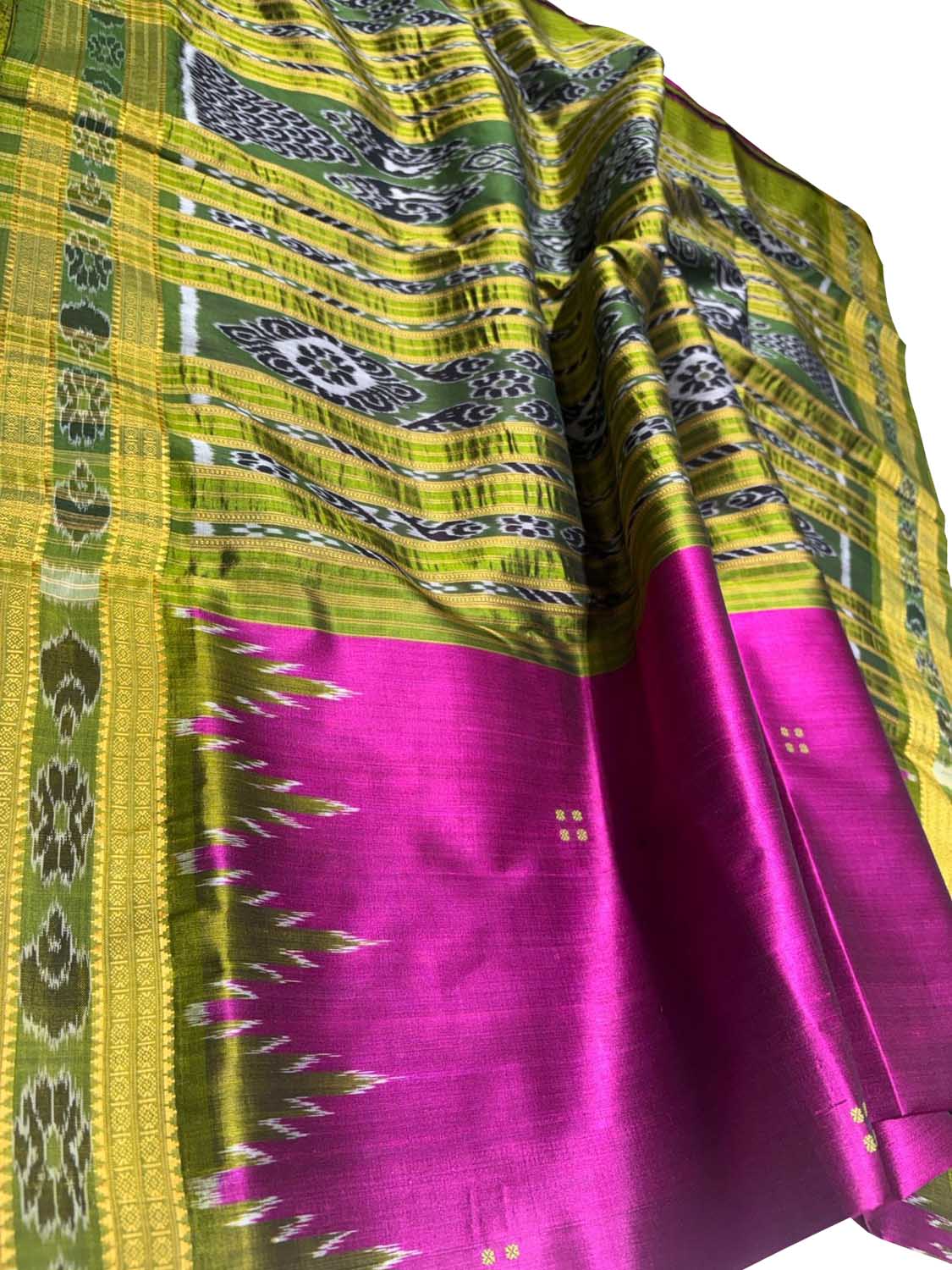 Pink Pure Silk Sambalpuri Ikat Handloom Saree - Luxurion World