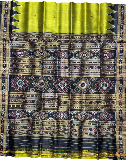 Green Pure Silk Sambalpuri Ikat Handloom Saree - Luxurion World