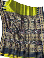 Green Pure Silk Sambalpuri Ikat Handloom Saree - Luxurion World