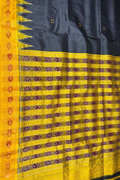 Elegant Black Pure Silk Sambalpuri Ikat Handloom Saree - Luxurion World