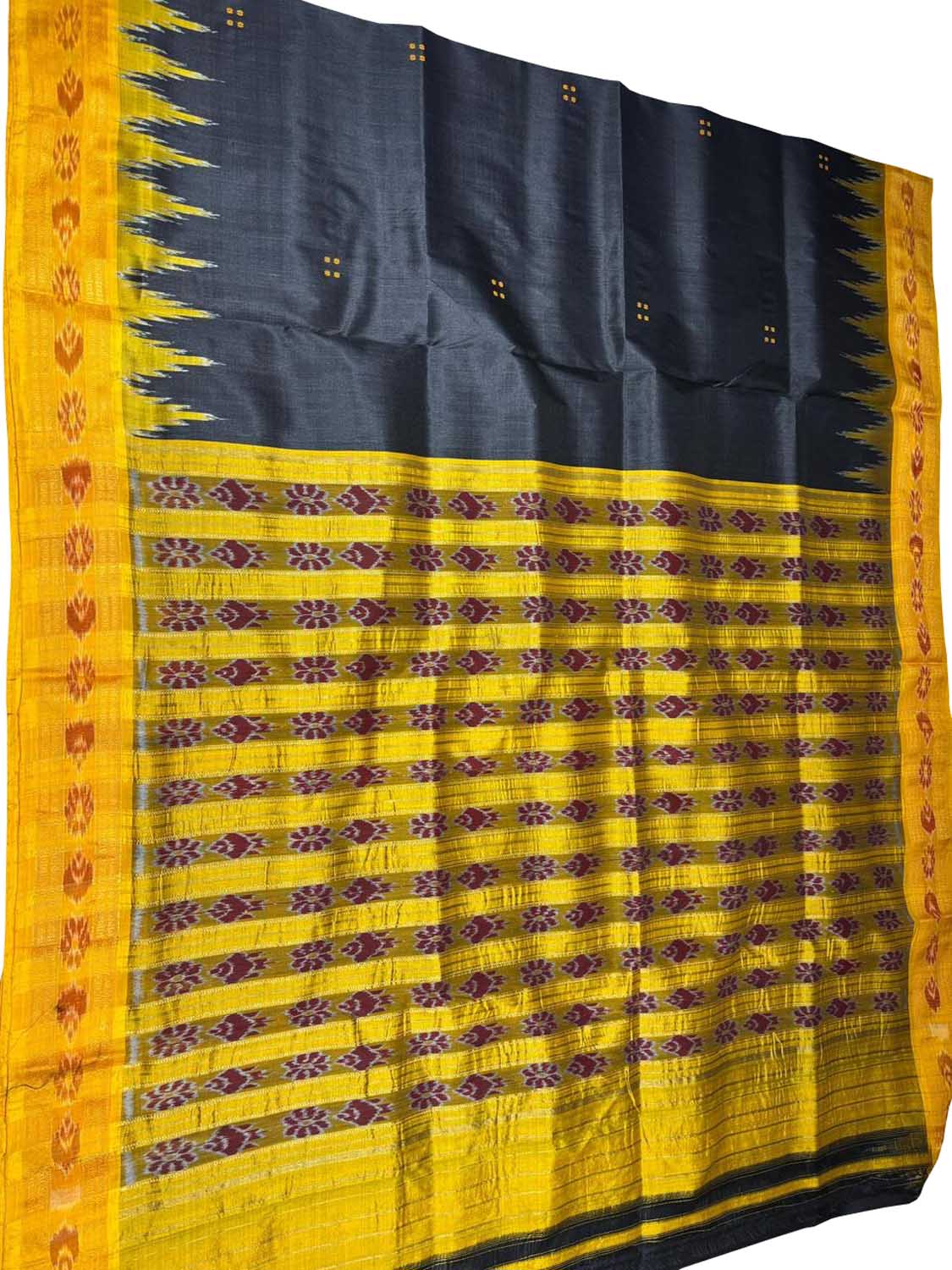 Elegant Black Pure Silk Sambalpuri Ikat Handloom Saree - Luxurion World