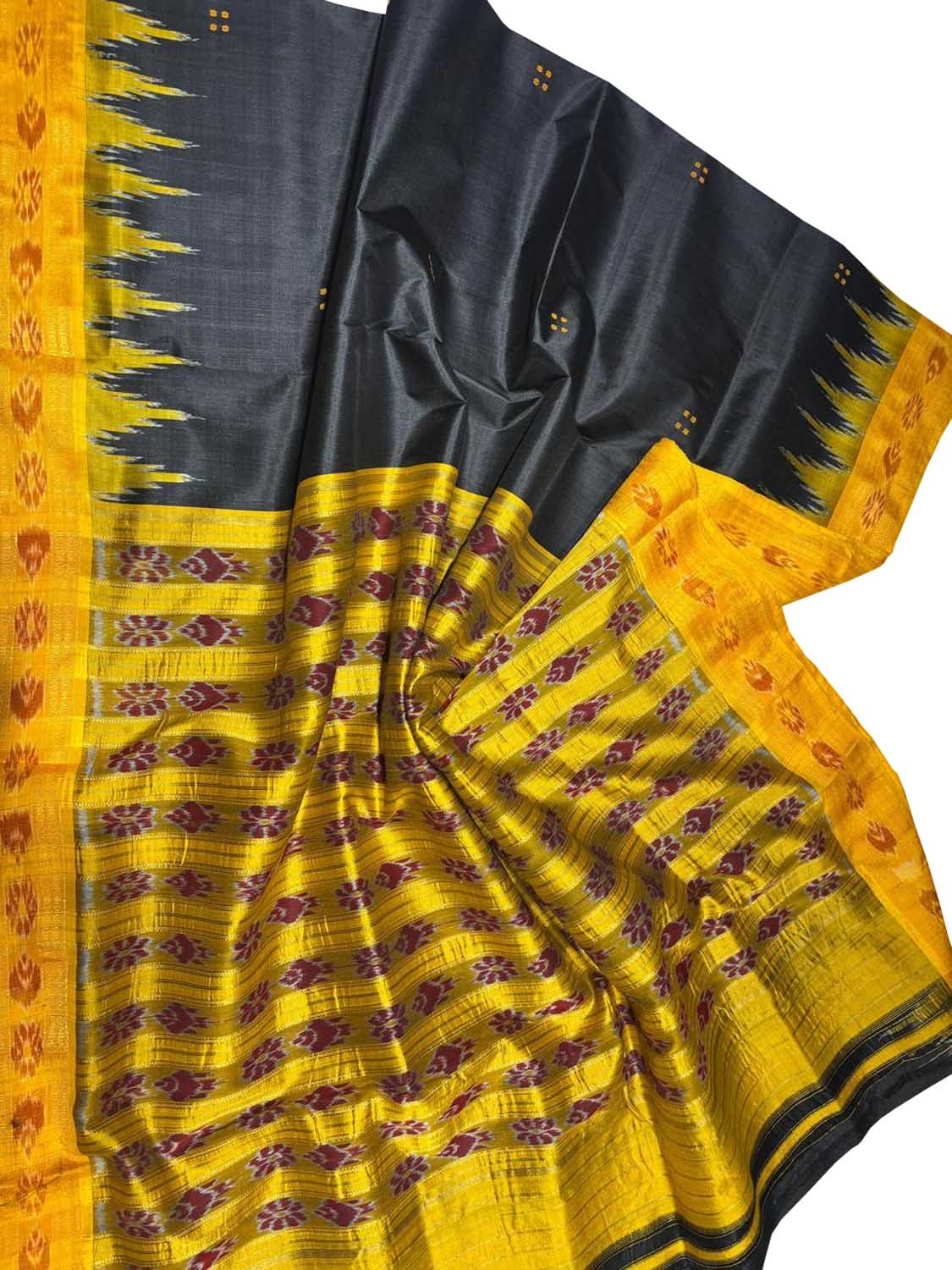 Elegant Black Pure Silk Sambalpuri Ikat Handloom Saree - Luxurion World