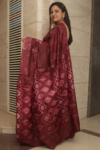 Stunning Purple Shibori Tie N Dye Tussar Silk Saree - Luxurion World