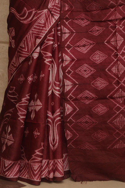 Stunning Purple Shibori Tie N Dye Tussar Silk Saree - Luxurion World