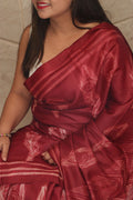Maroon Shibori Tie N Dye Tussar Silk Saree: Elegant and Unique - Luxurion World