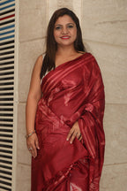 Maroon Shibori Tie N Dye Tussar Silk Saree: Elegant and Unique - Luxurion World
