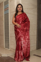 Maroon Shibori Tie N Dye Tussar Silk Saree: Elegant and Unique - Luxurion World