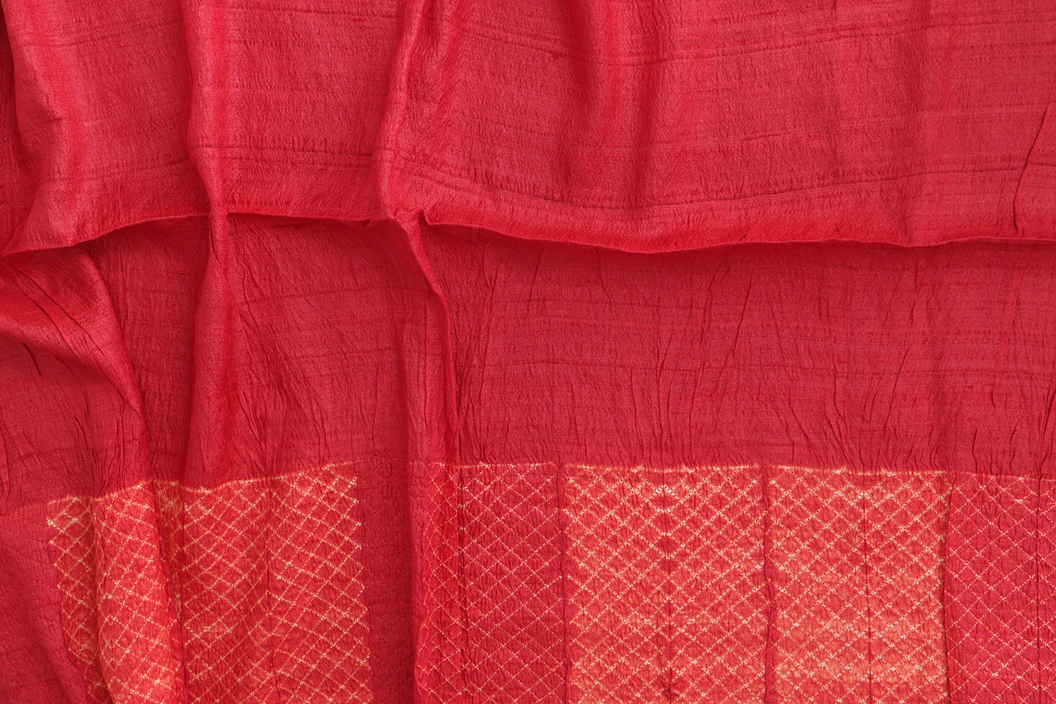 Red Shibori Tie N Dye Tussar Silk Saree - Luxurion World