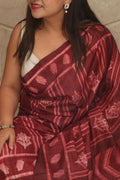 Maroon Shibori Tie N Dye Tussar Silk Saree: Elegant and Unique - Luxurion World