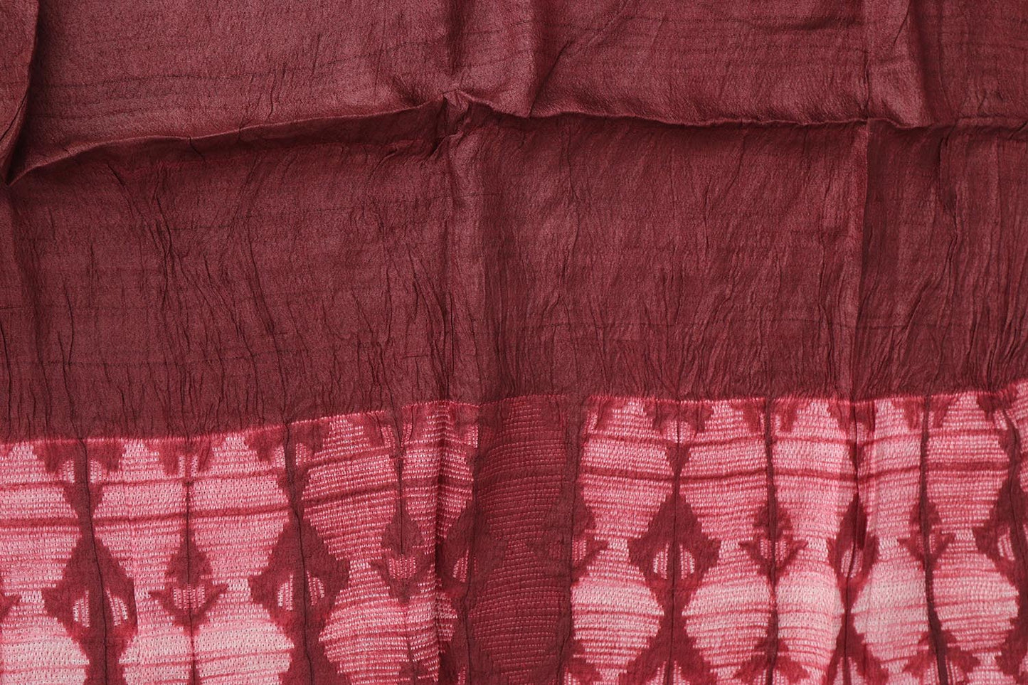 Maroon Shibori Tie N Dye Tussar Silk Saree: Elegant and Unique - Luxurion World