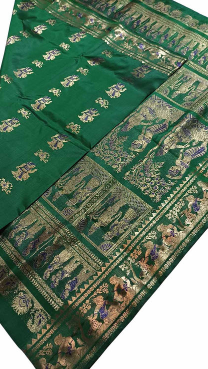 Exquisite Green Swarnachari Silk Meenakari Saree - Luxurion World