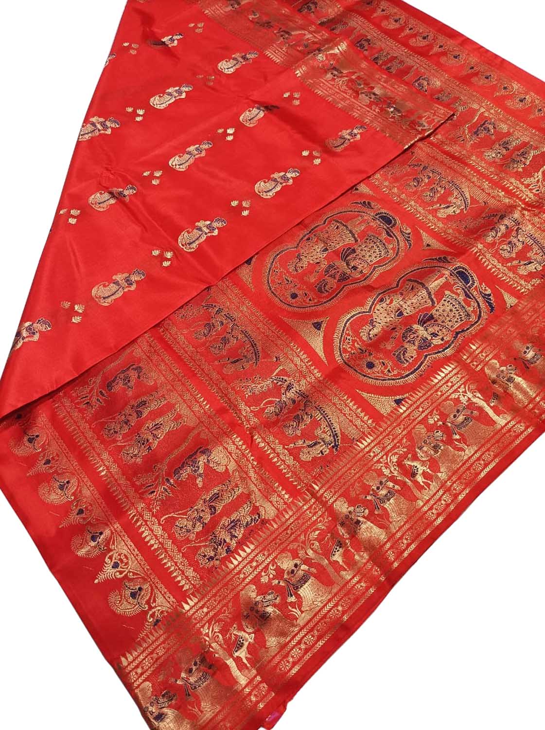 Exquisite Red Swarnachari Silk Meenakari Saree - Luxurion World