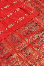 Exquisite Red Swarnachari Silk Meenakari Saree - Luxurion World