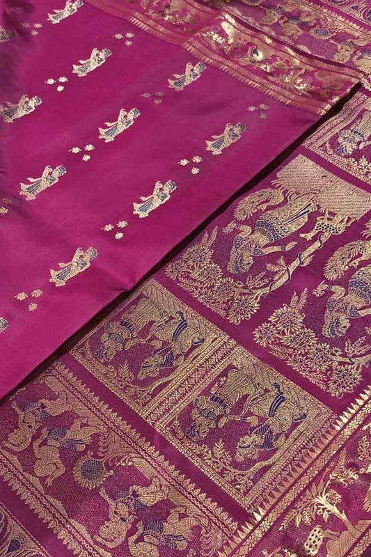 Exquisite Pink Swarnachari Silk Meenakari Saree