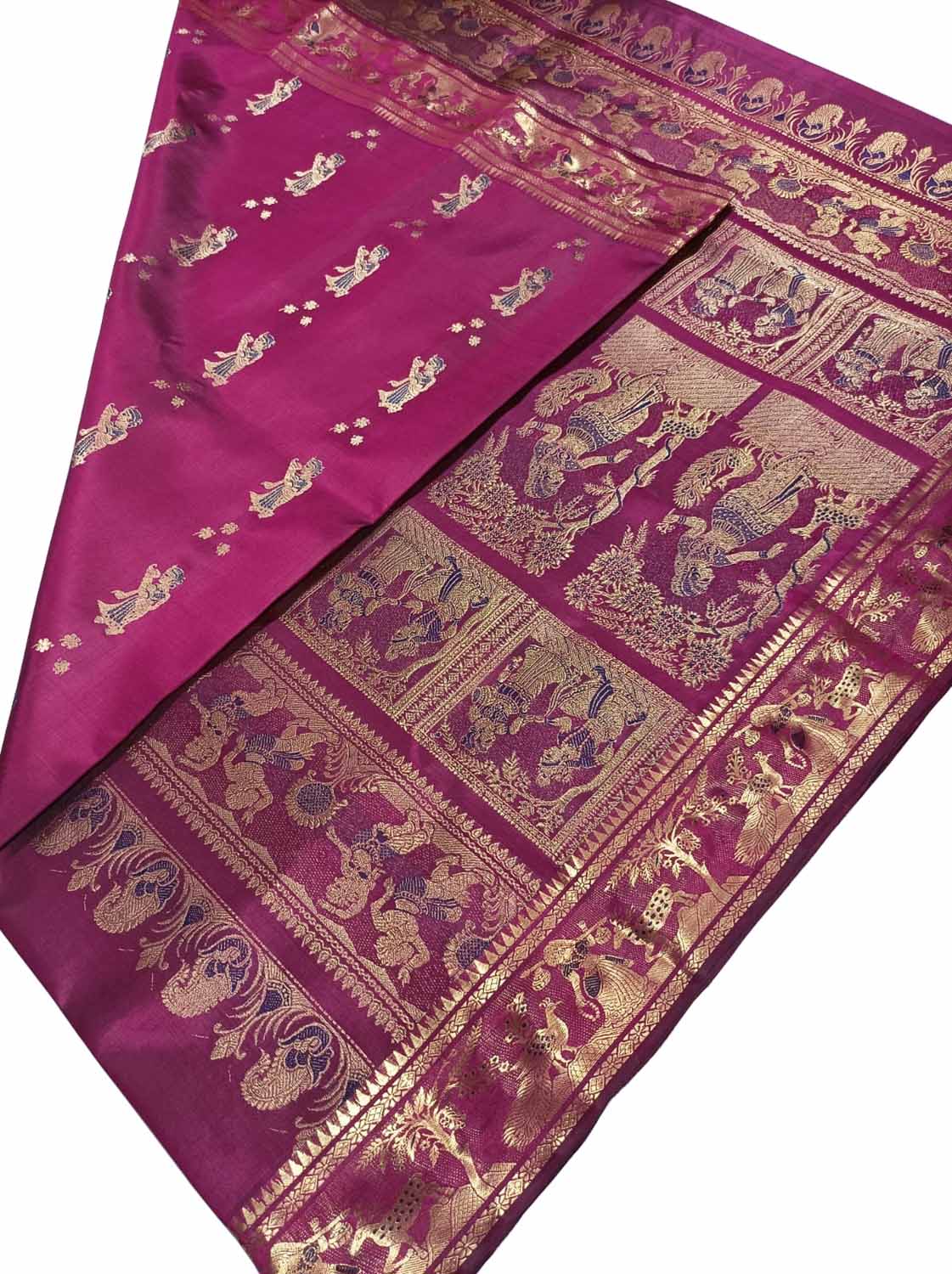 Exquisite Pink Swarnachari Silk Meenakari Saree - Luxurion World