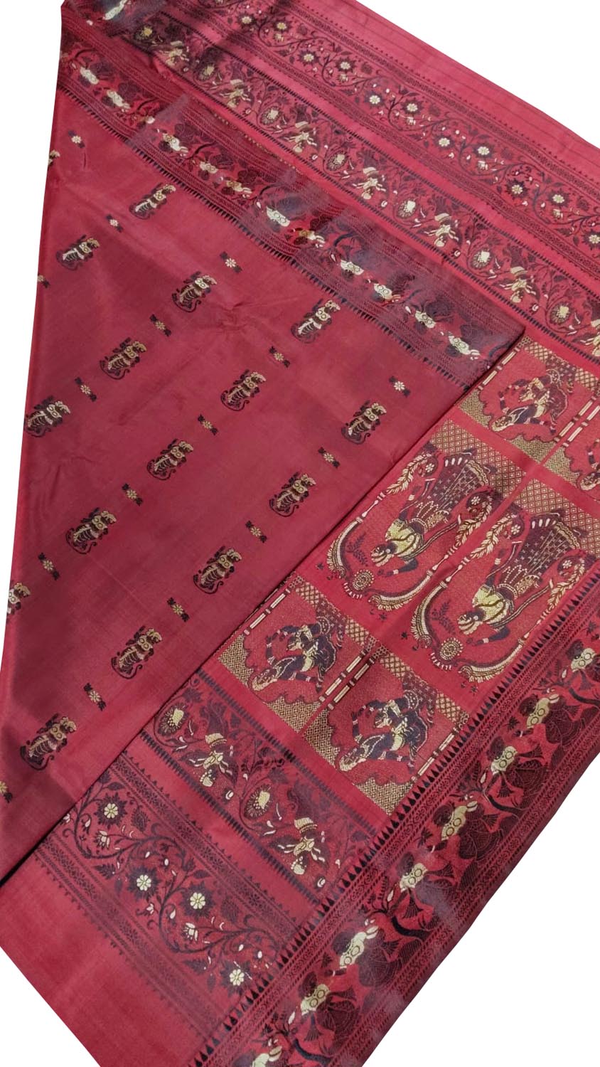 Pink Pure Silk Handloom Baluchari Saree - Luxurion World