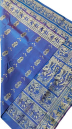 Blue Pure Silk Handloom Baluchari Saree - Luxurion World