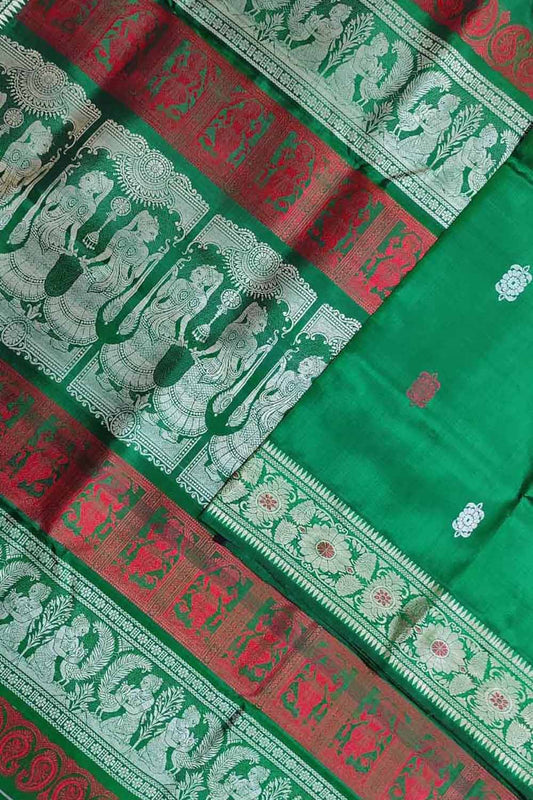 Exquisite Green Baluchari Handloom Silk Saree - Pure Elegance - Luxurion World