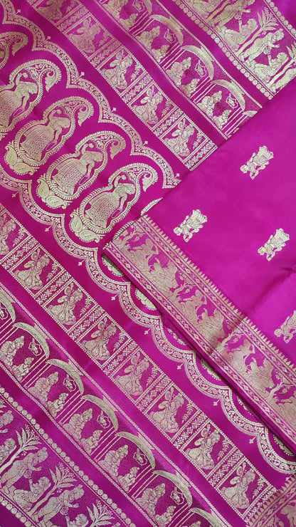 Exquisite Pink Baluchari Handloom Silk Saree - Pure Elegance