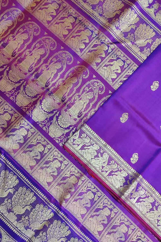 Exquisite Purple Baluchari Handloom Silk Saree - Pure Elegance - Luxurion World