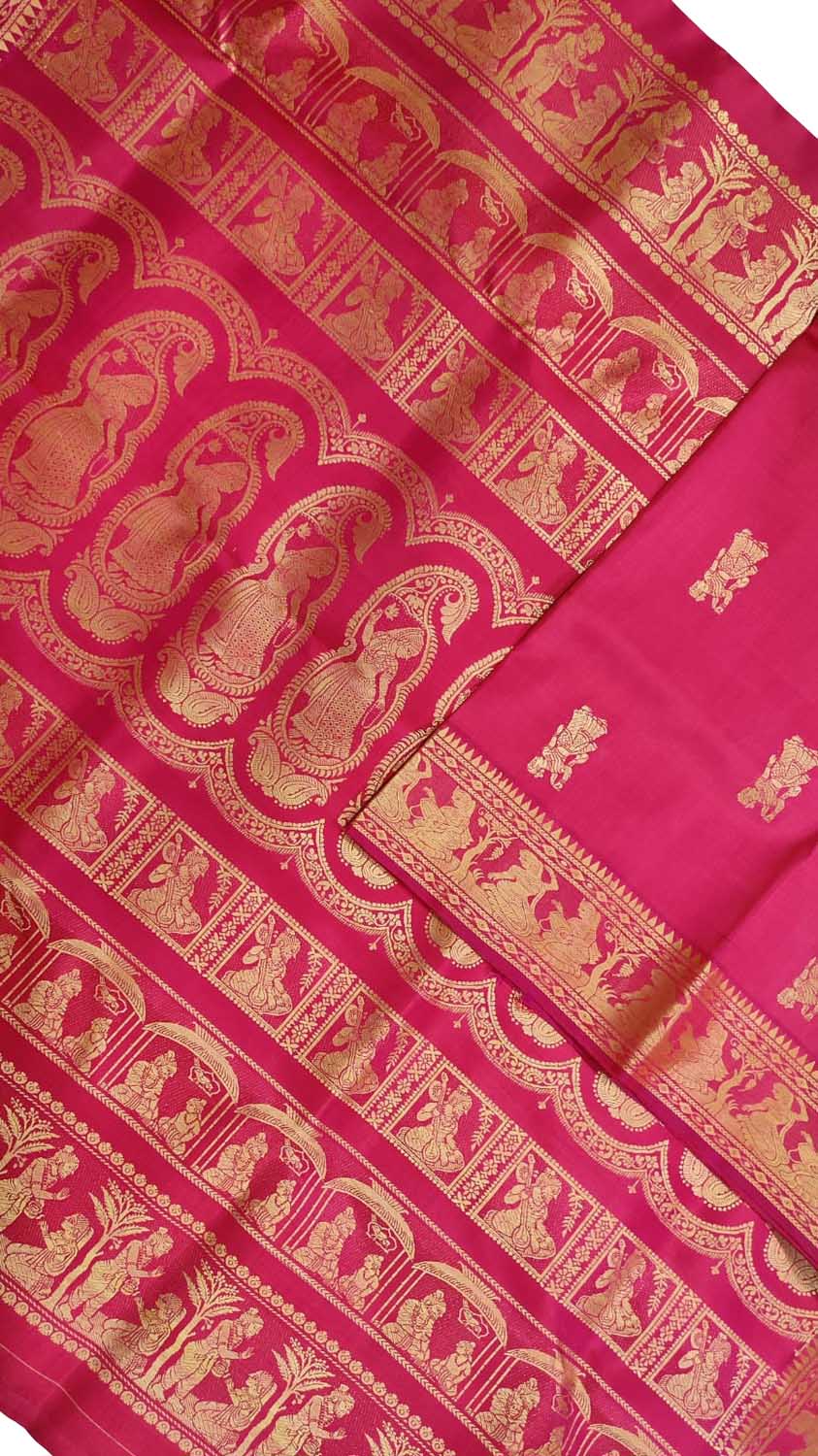 Exquisite Pink Baluchari Silk Saree - Handloom Beauty - Luxurion World