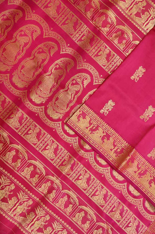 Exquisite Pink Baluchari Silk Saree - Handloom Beauty