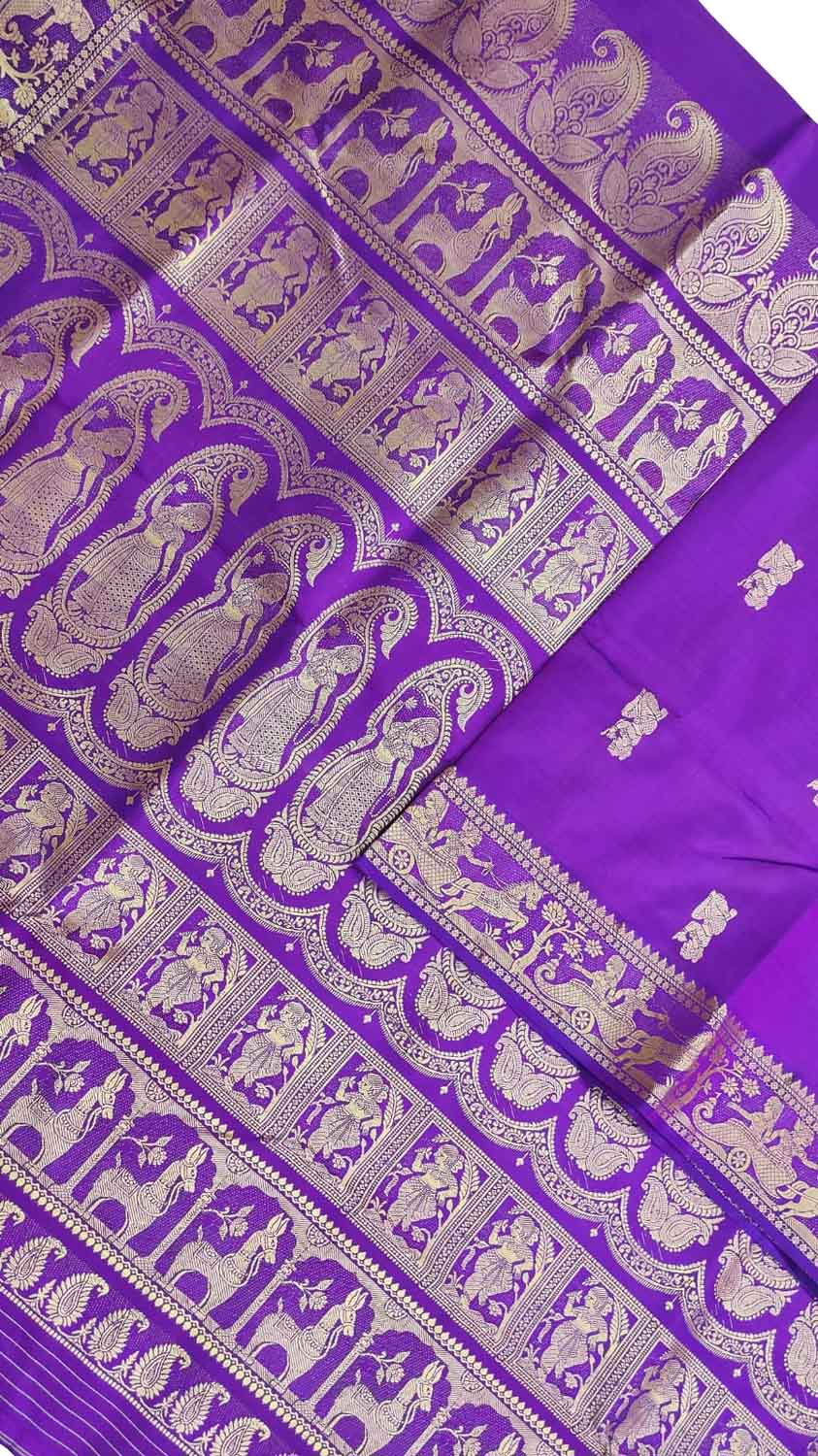 Exquisite Purple Baluchari Silk Saree Handloom - Luxurion World