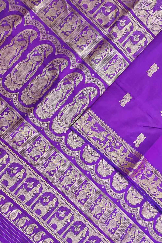 Exquisite Purple Baluchari Silk Saree Handloom