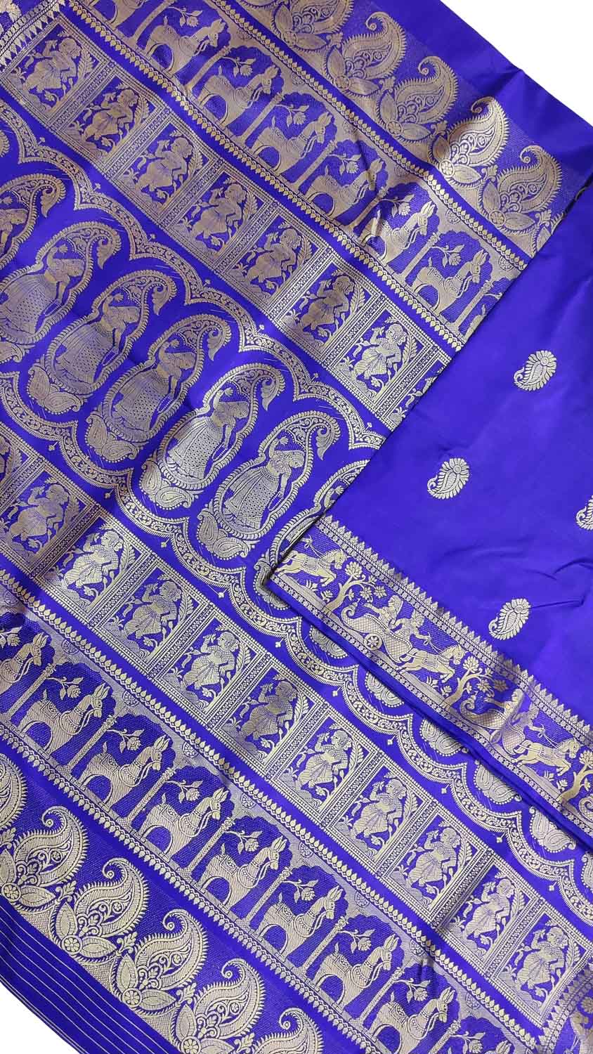 Elegant Purple Baluchari Silk Saree: Handloom Beauty - Luxurion World