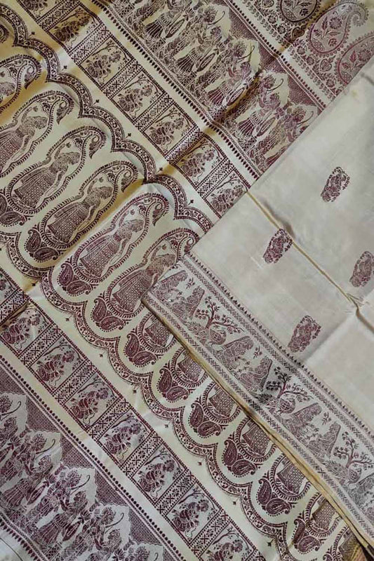Exquisite Pastel Baluchari Handloom Silk Saree - Luxurion World
