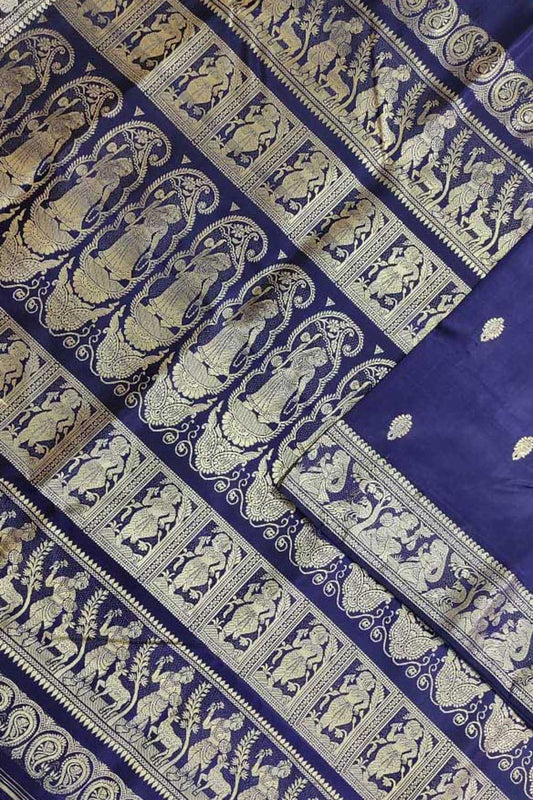 Exquisite Blue Baluchari Silk Saree - Handloom Beauty
