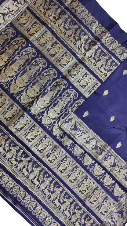Exquisite Blue Baluchari Silk Saree - Handloom Beauty - Luxurion World