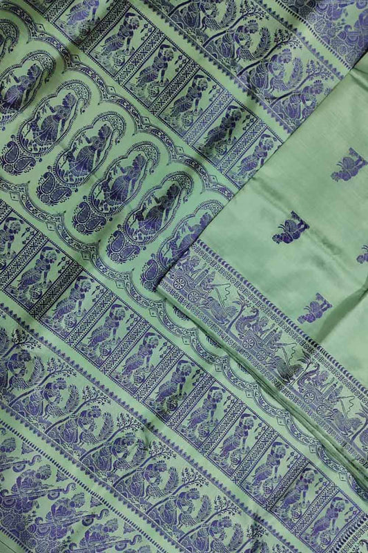 Exquisite Green Baluchari Silk Saree - Handloom Beauty