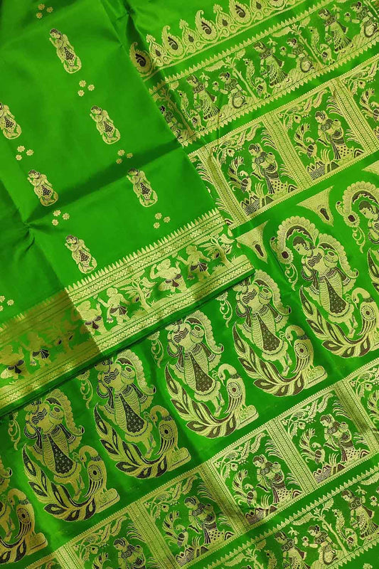 Green Baluchari Handloom Pure Silk Saree - Luxurion World