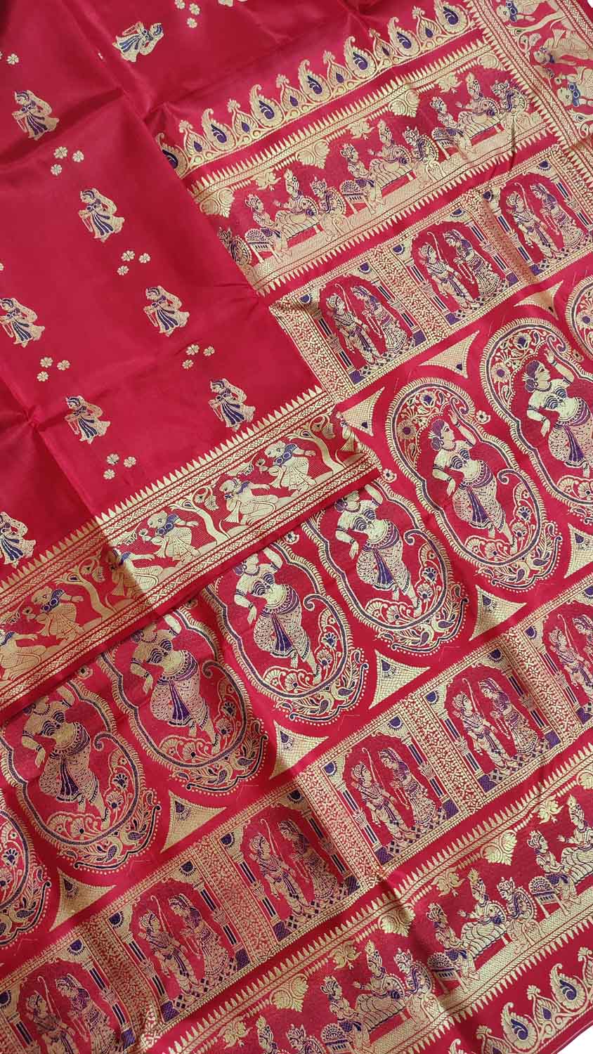 Pink Baluchari Handloom Pure Silk Saree - Luxurion World