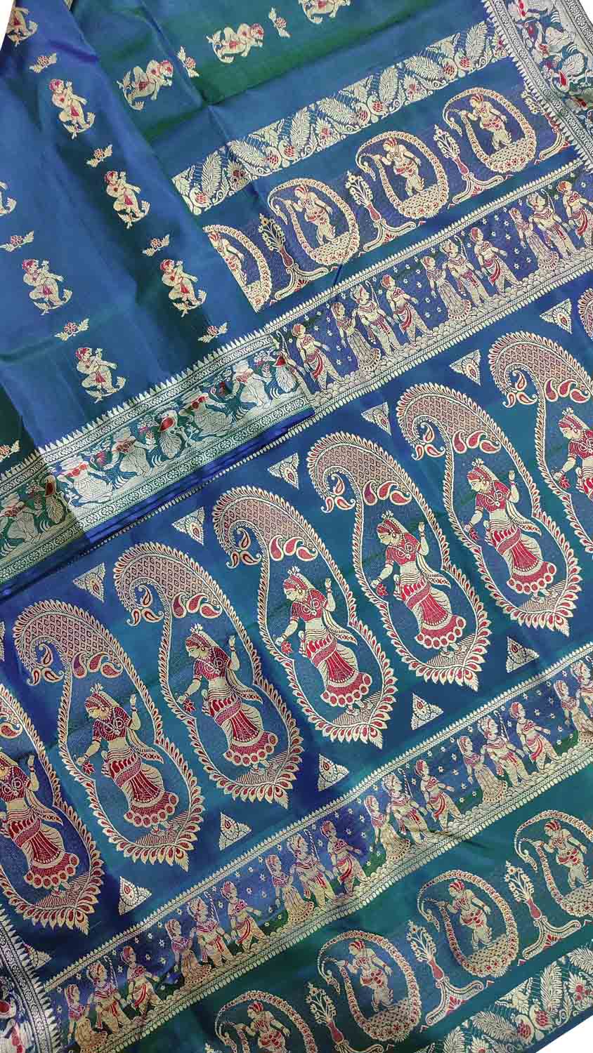 Green Baluchari Handloom Pure Silk Saree - Luxurion World
