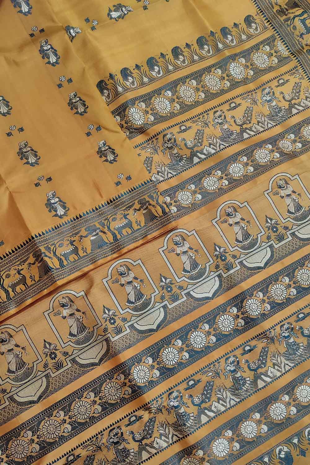 Orange Baluchari Handloom Pure Silk Saree - Luxurion World