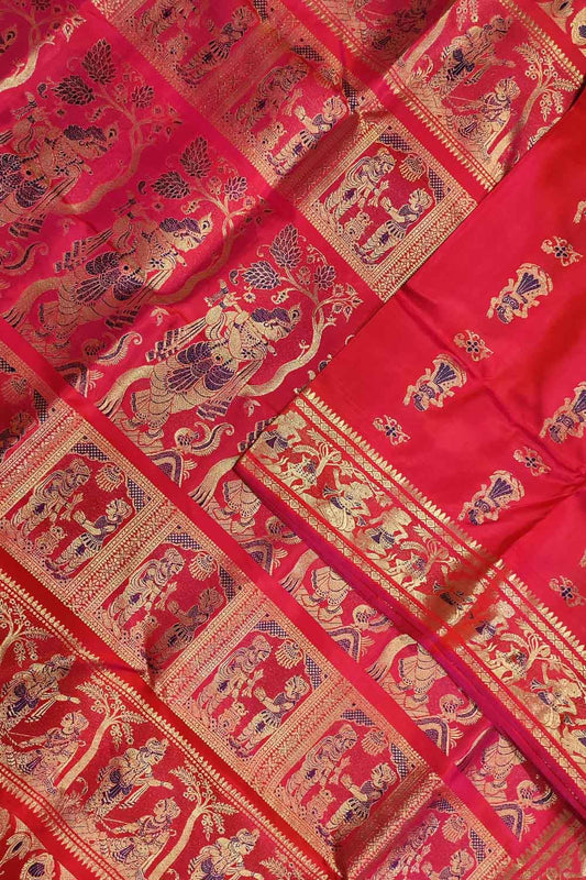 Exquisite Red Swarnachari Handloom Silk Saree - Luxurion World