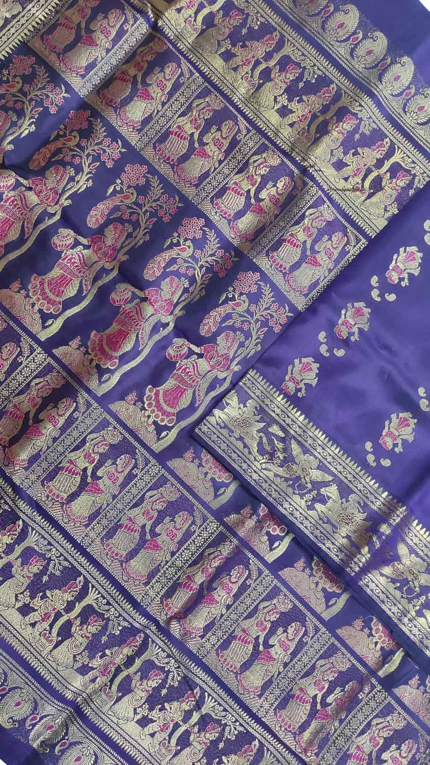 Elegant Purple Swarnachari Silk Saree - Luxurion World