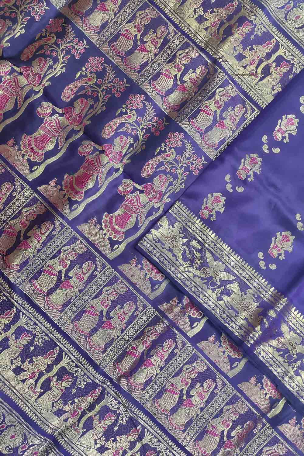 Elegant Purple Swarnachari Silk Saree - Luxurion World