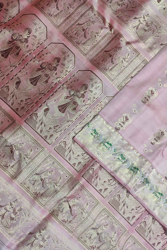 Exquisite Pink Swarnachari Handloom Silk Saree