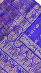 Handloom Beauty: Exquisite Blue Swarnachari Silk Saree - Luxurion World
