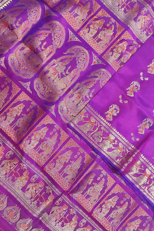 Elegant Purple Swarnachari Silk Saree - Luxurion World