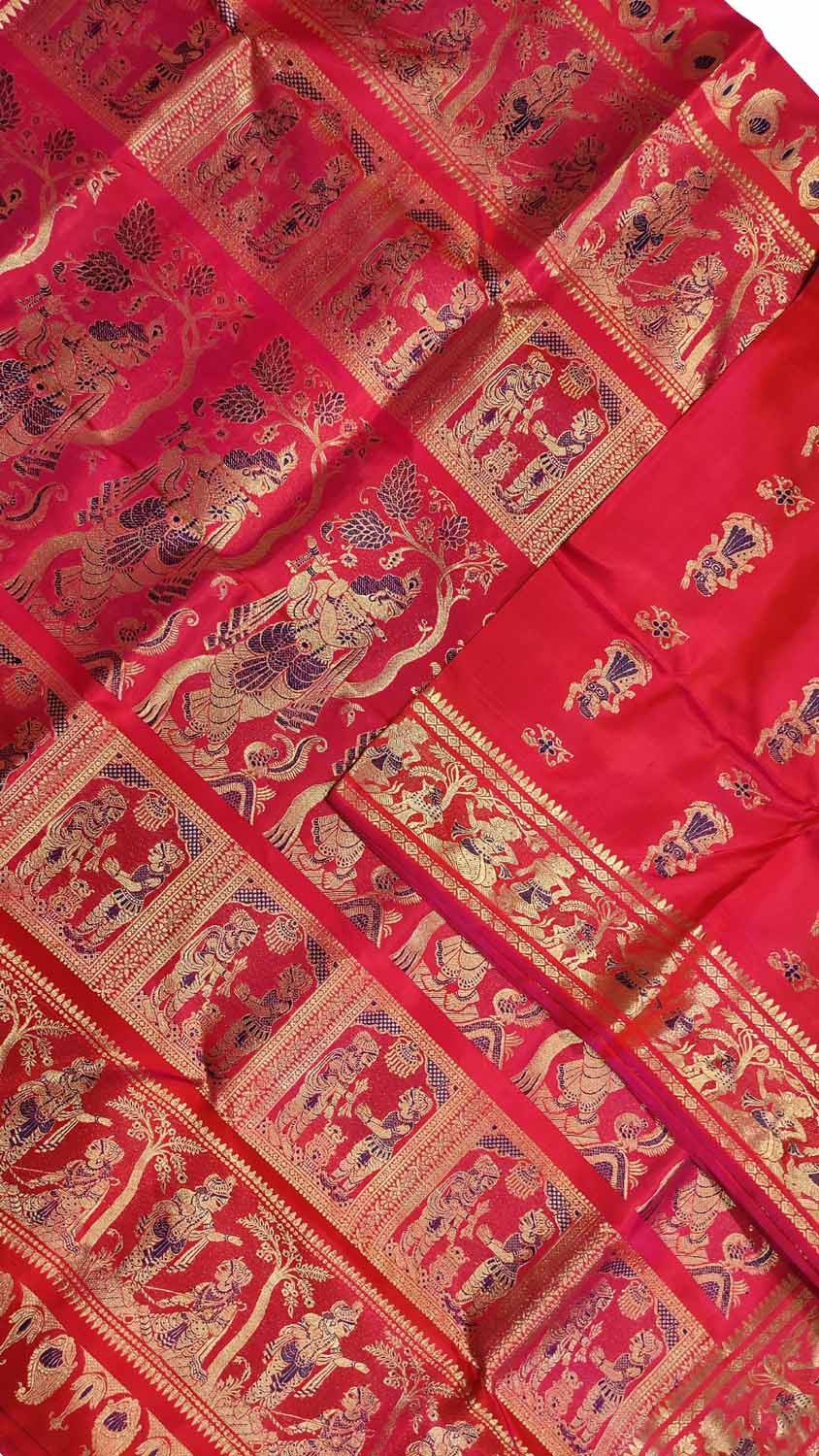 Beautiful Pink Handloom Swarnachari Silk Saree - Luxurion World