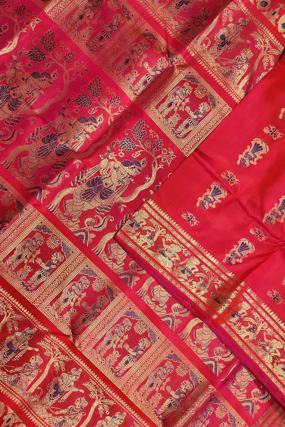 Beautiful Pink Handloom Swarnachari Silk Saree - Luxurion World