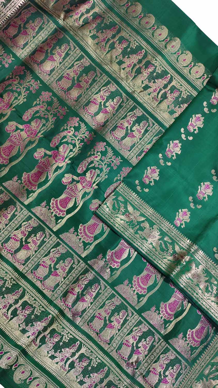 Green Handloom Swarnachari Silk Saree: Exquisite Elegance - Luxurion World